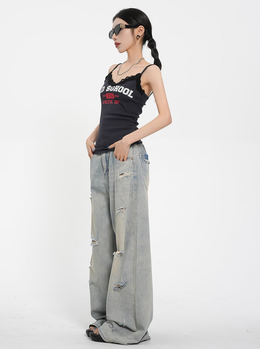 Lace Stitched Lettered Top