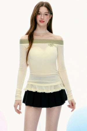 Lace Stitching Slim Long-Sleeved T-Shirt