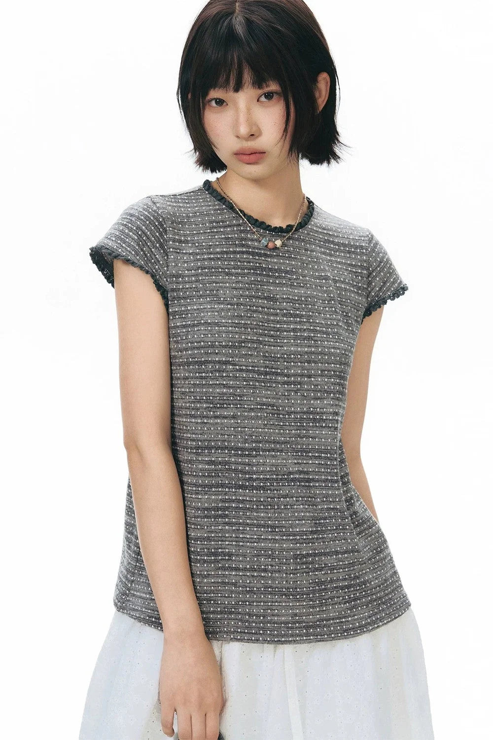 Lace Striped Retro Top