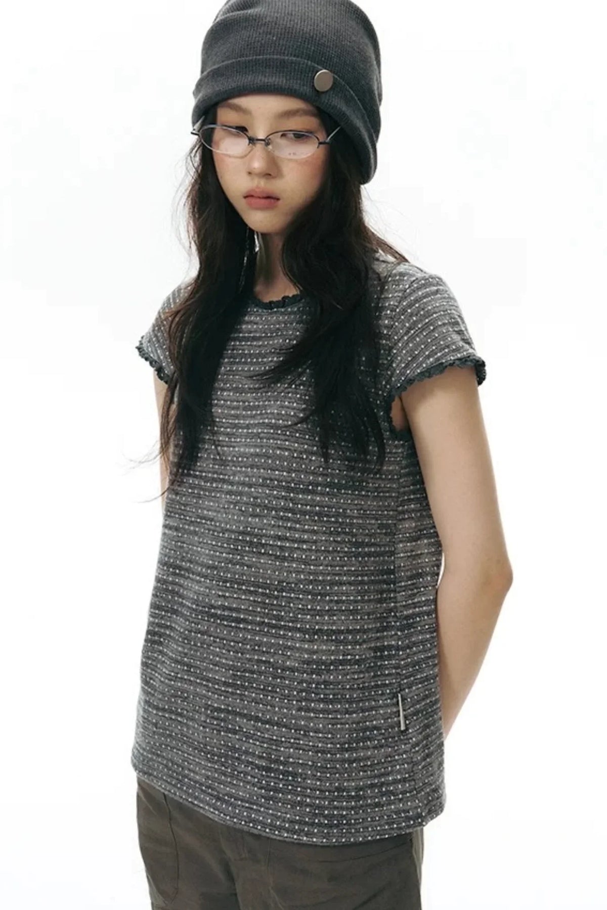 Lace Striped Retro Top