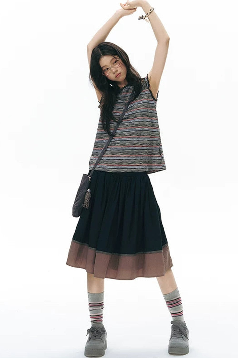 Lace Striped Retro Top
