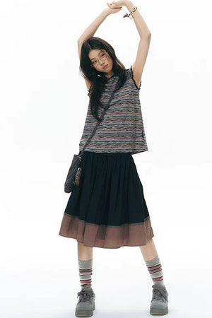 Lace Striped Retro Top