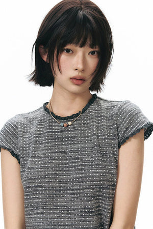 Lace Striped Retro Top