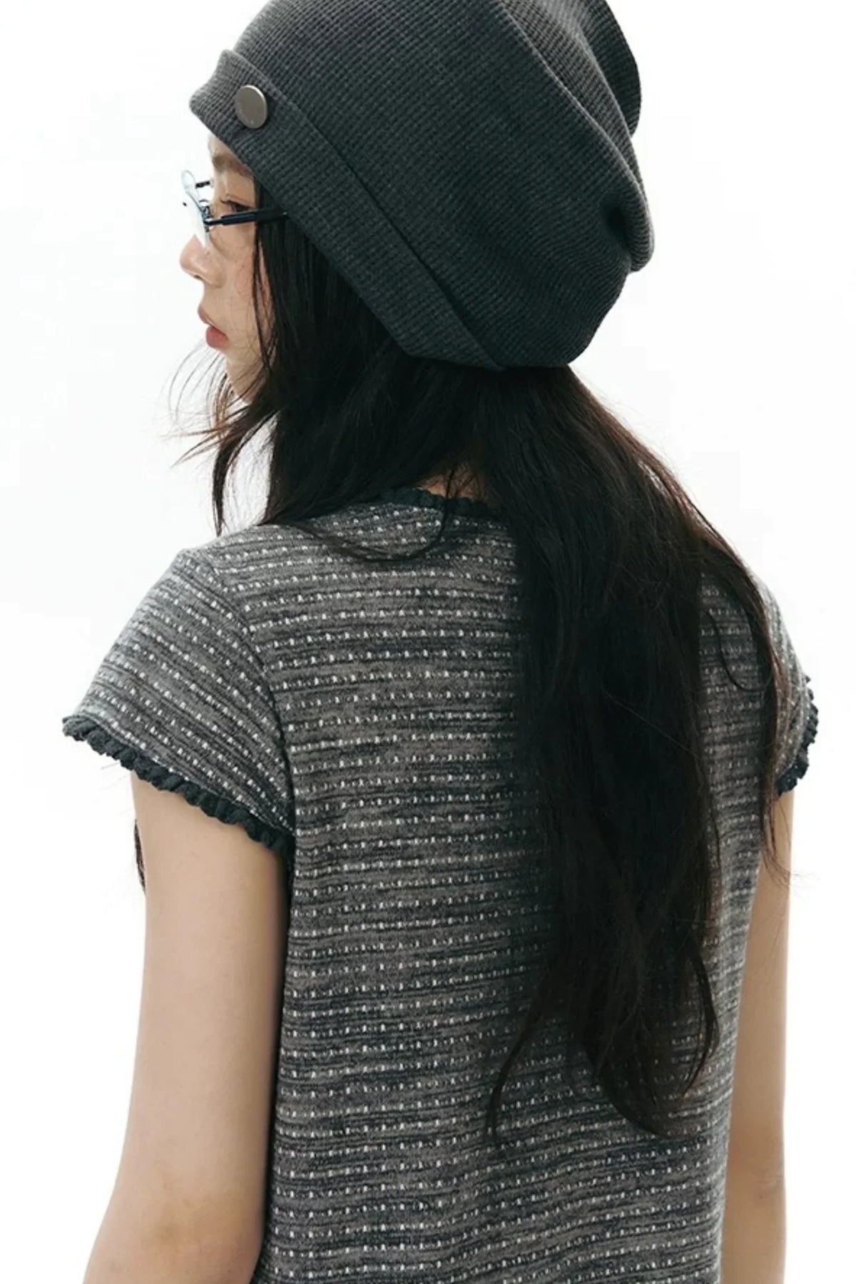 Lace Striped Retro Top