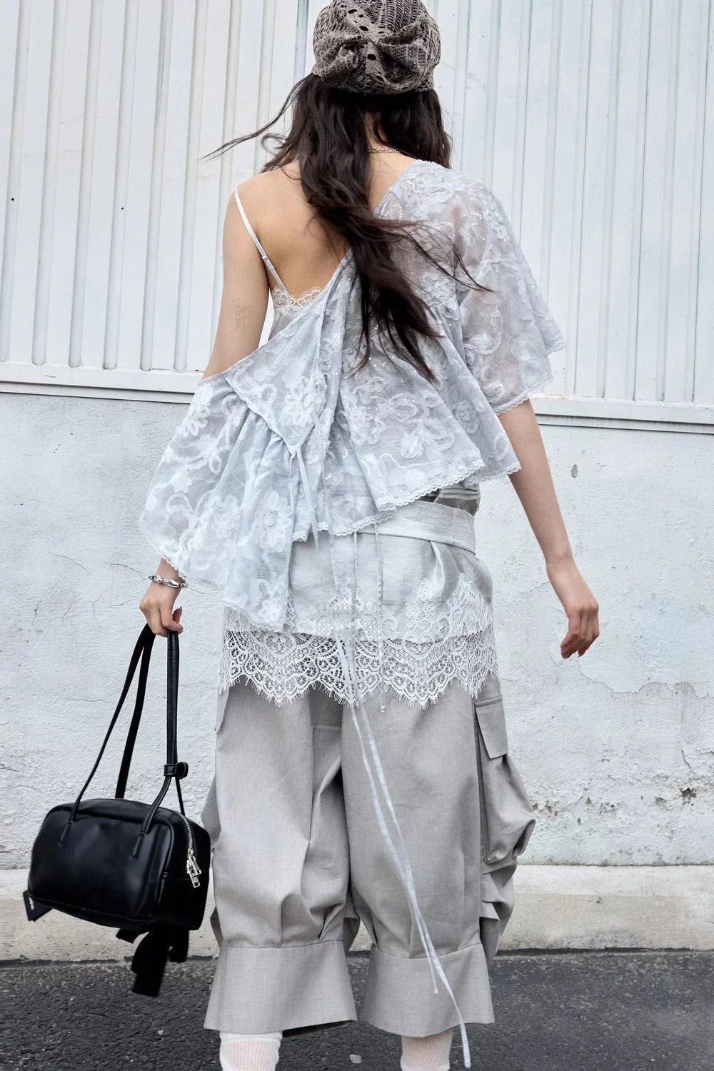 Lace Textured Satin Camisole