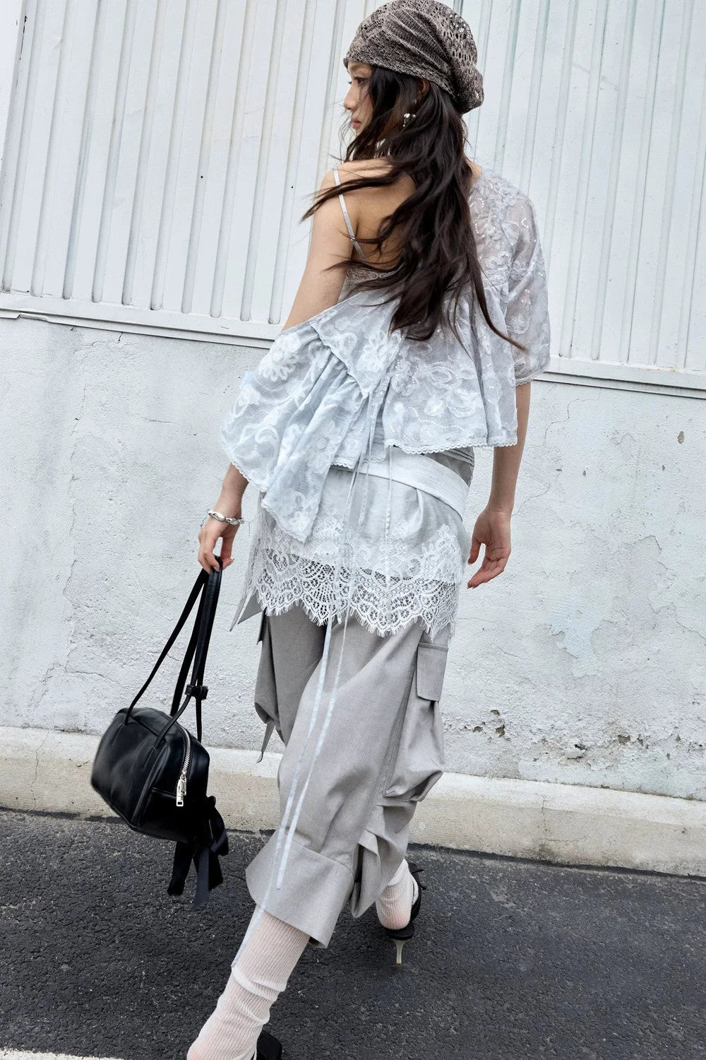 Lace Textured Satin Camisole