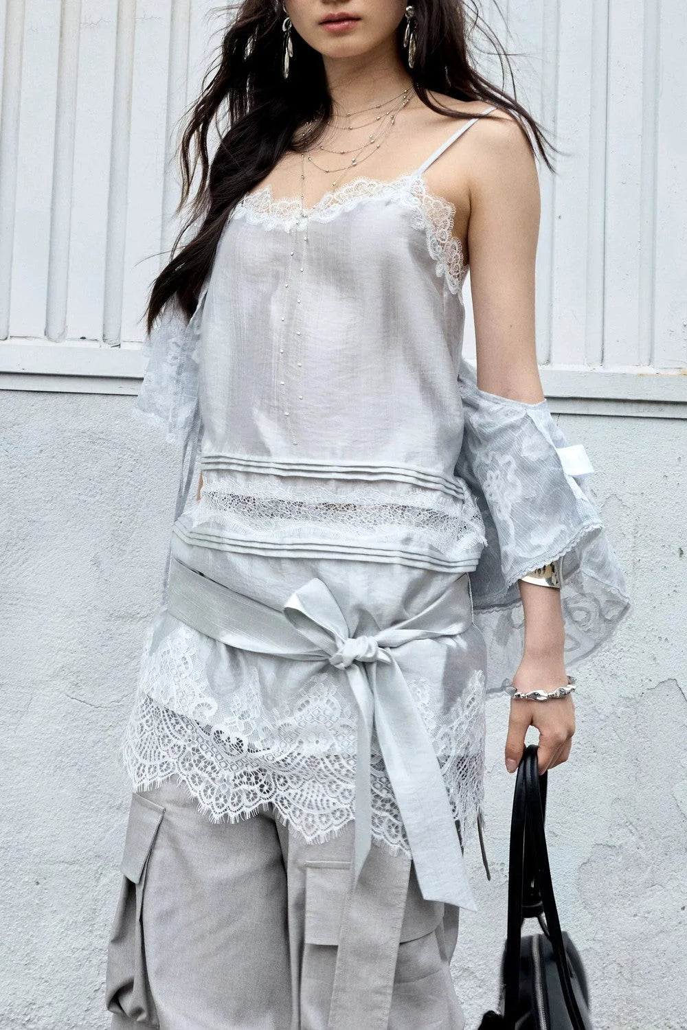Lace Textured Satin Camisole