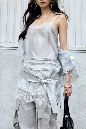 Lace Textured Satin Camisole
