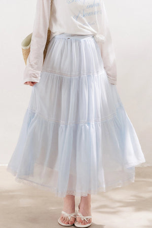 Lace Tiered Long Skirt