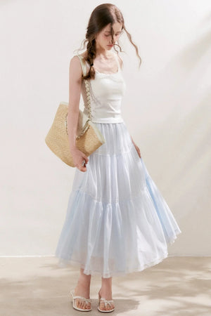 Lace Tiered Long Skirt