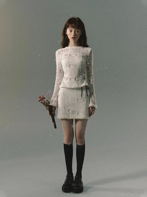 Lace top with long skirt high-end two-piece Set