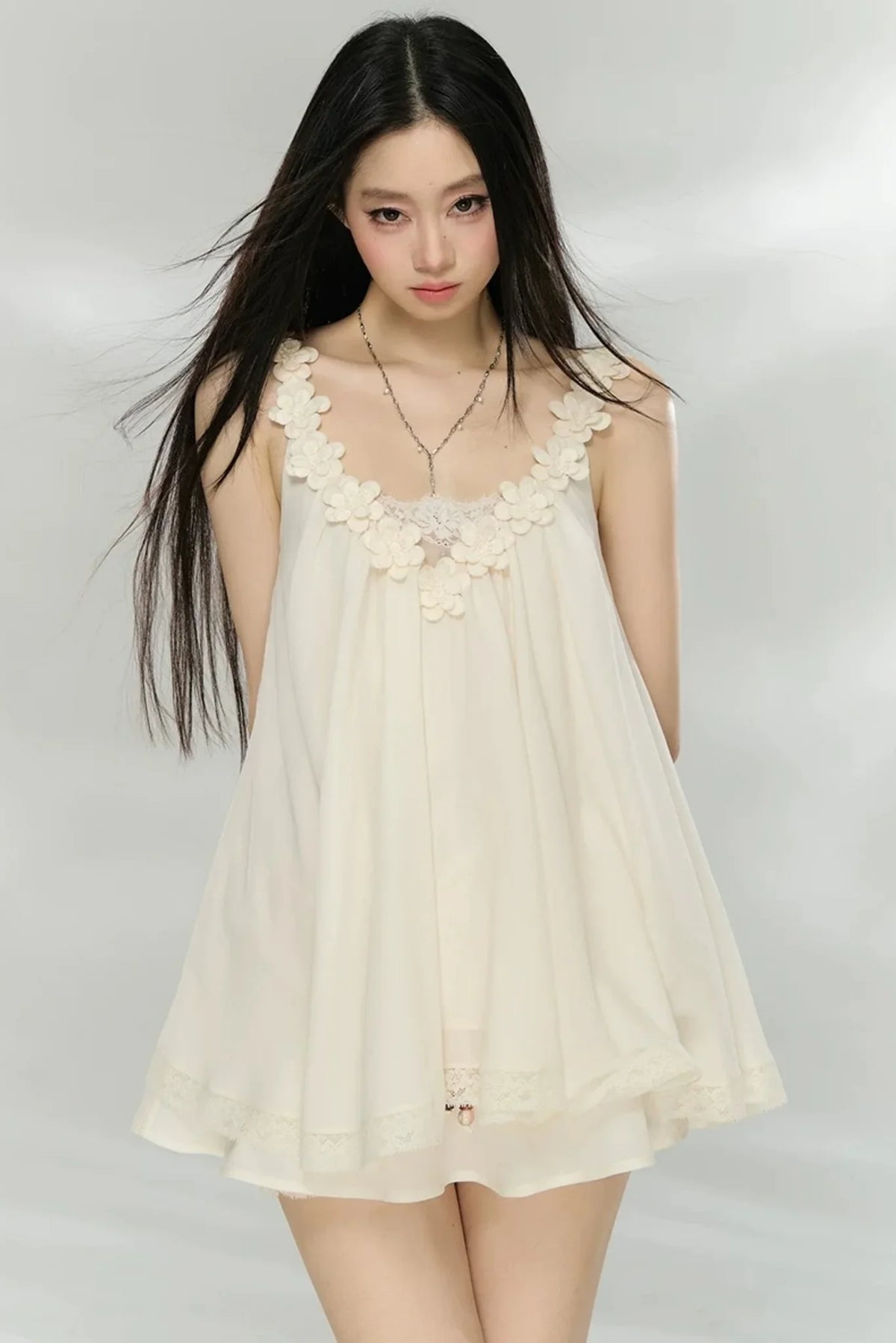 Lace Trim Acetate Two-Piece Set-Up