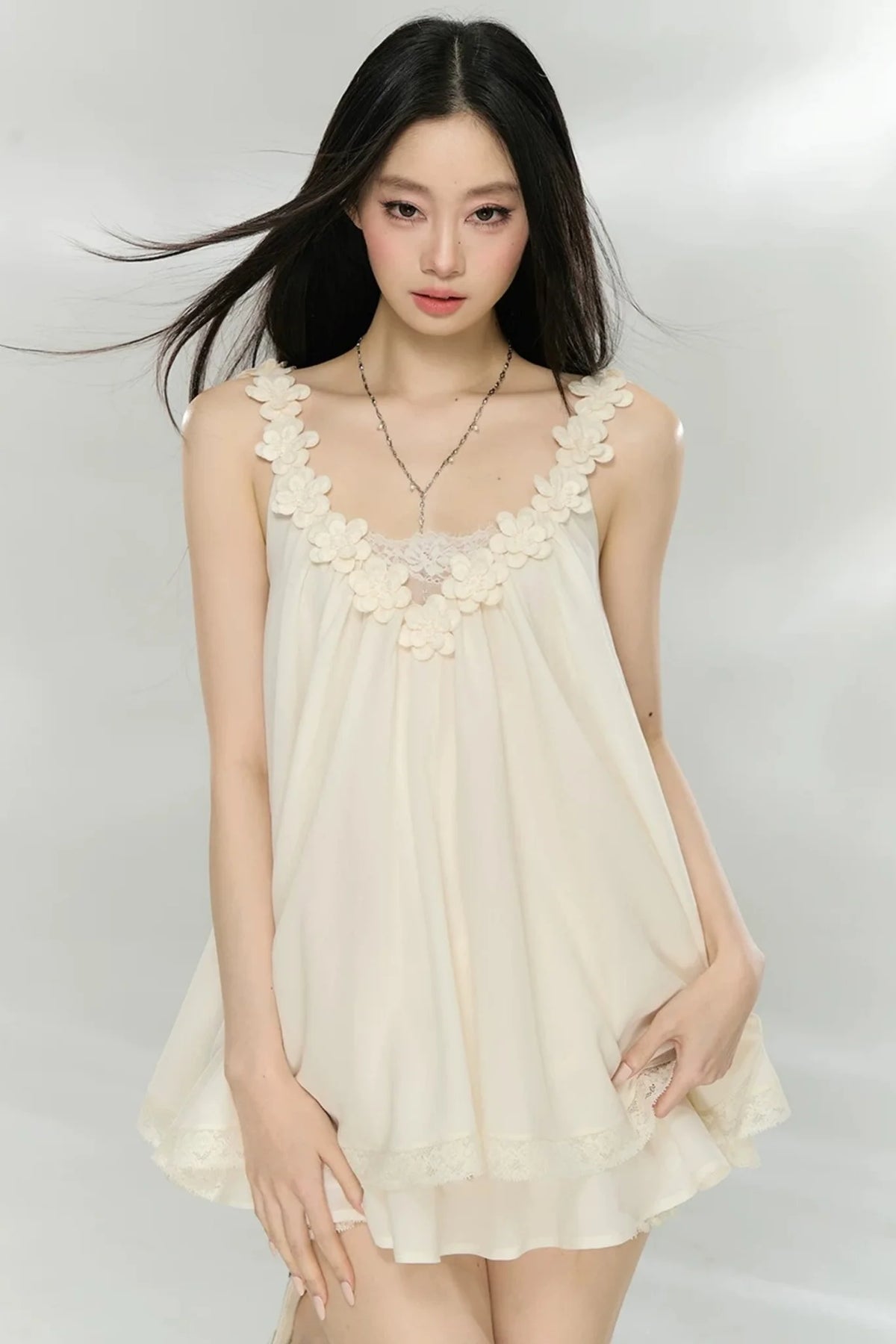 Lace Trim Acetate Two-Piece Set-Up