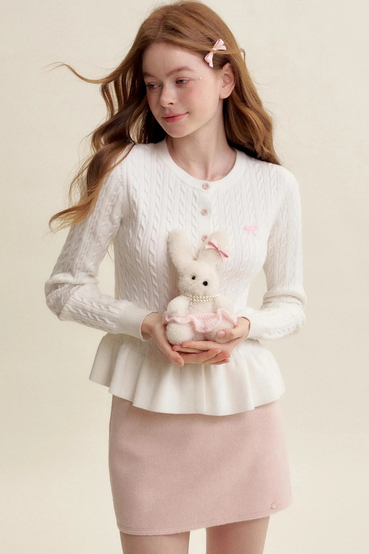 Lace Trim Bow Knit Cardigan