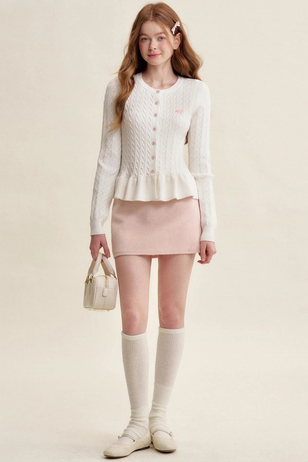 Lace Trim Bow Knit Cardigan