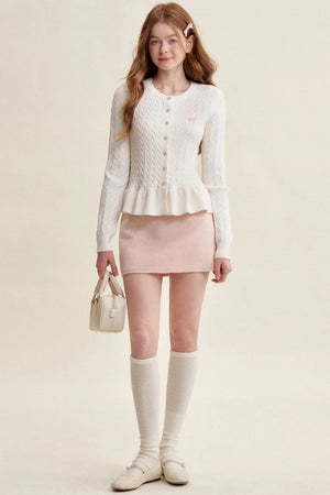 Lace Trim Bow Knit Cardigan