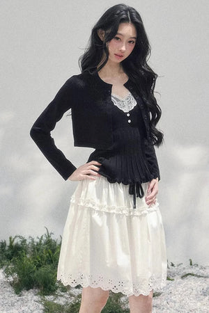 Lace Trim Camisole Cardigan Set-Up
