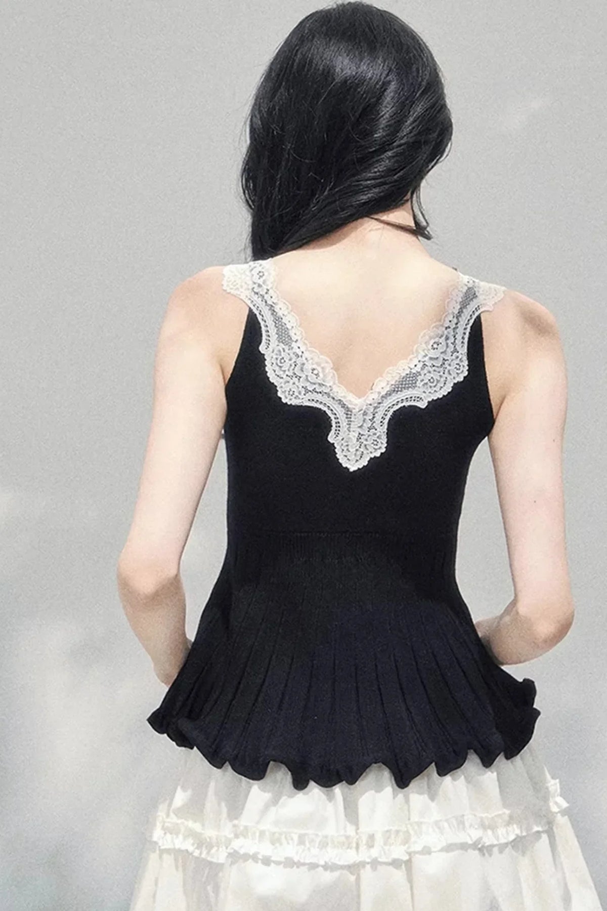 Lace Trim Camisole Cardigan Set-Up
