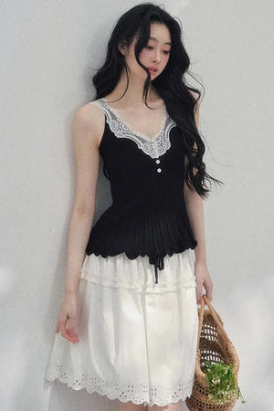 Lace Trim Camisole Cardigan Set-Up