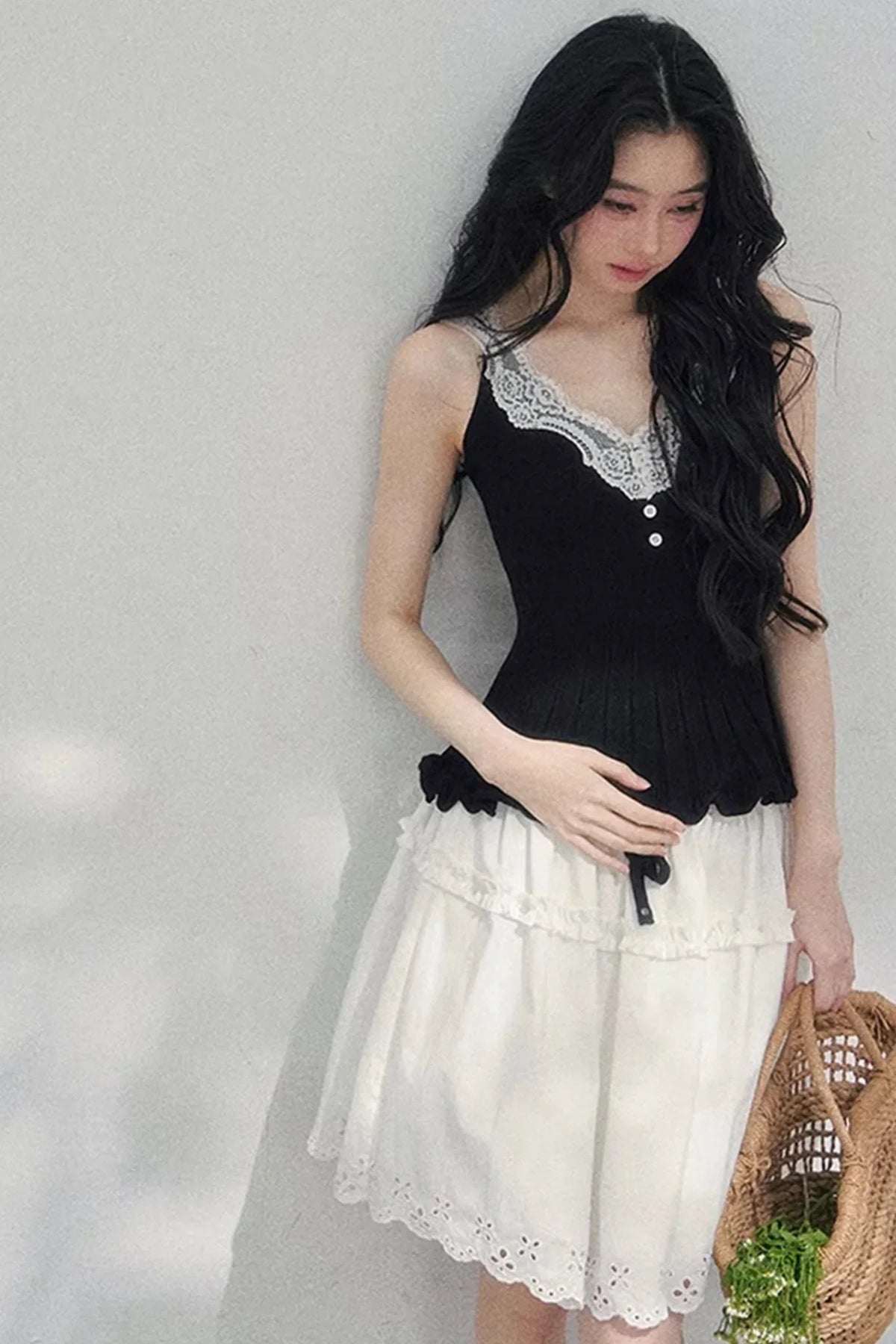 Lace Trim Camisole Cardigan Set-Up