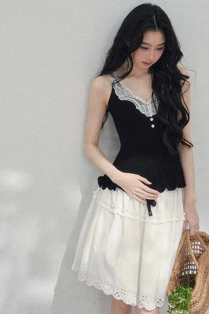 Lace Trim Camisole Cardigan Set-Up
