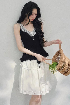 Lace Trim Camisole Cardigan Set-Up