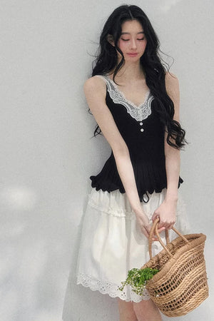 Lace Trim Camisole Cardigan Set-Up