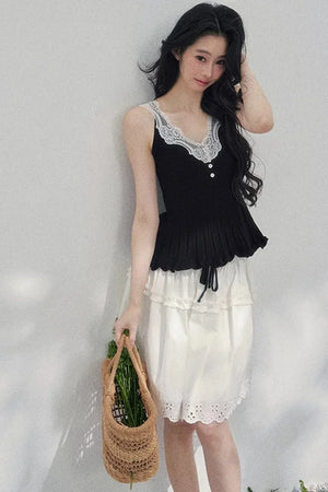 Lace Trim Camisole Cardigan Set-Up