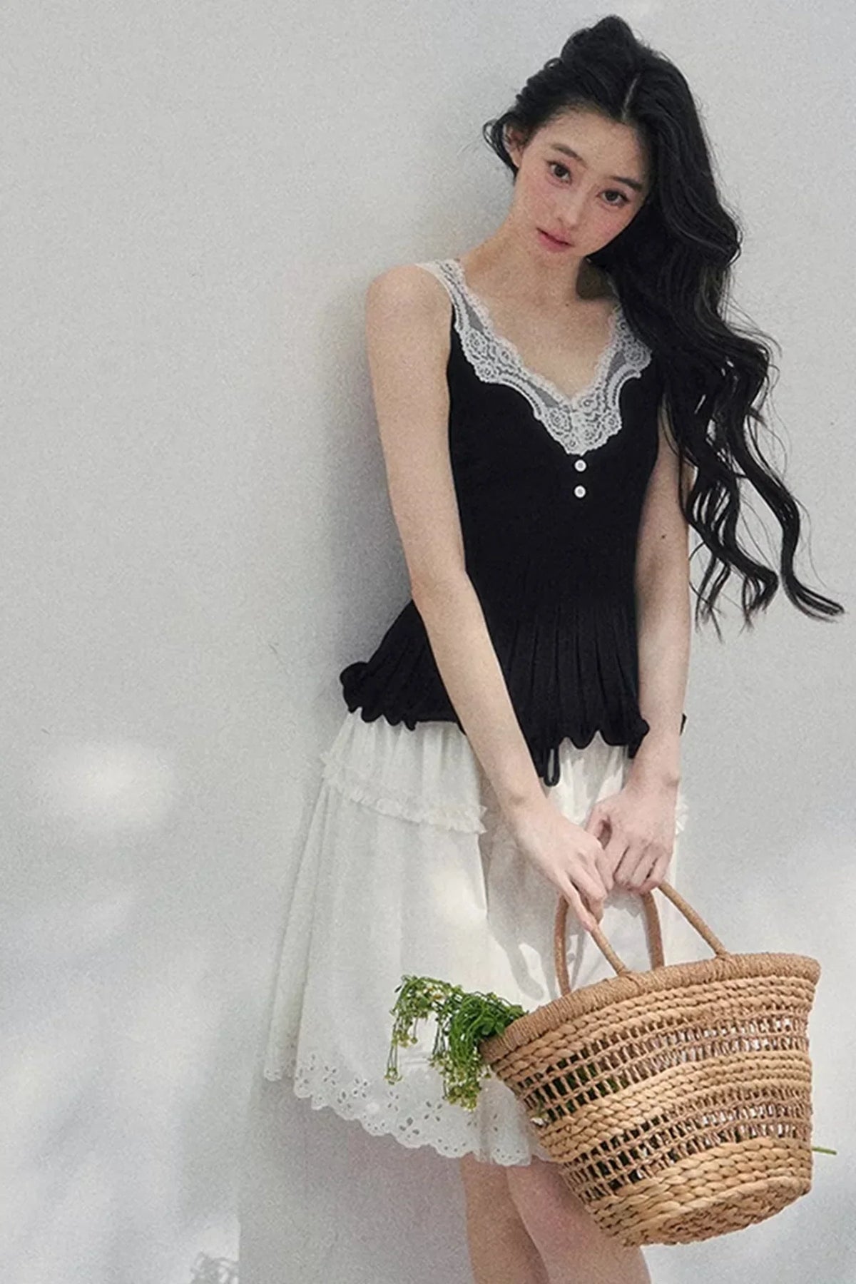 Lace Trim Camisole Cardigan Set-Up