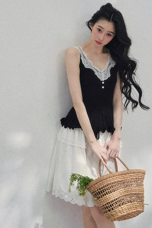 Lace Trim Camisole Cardigan Set-Up