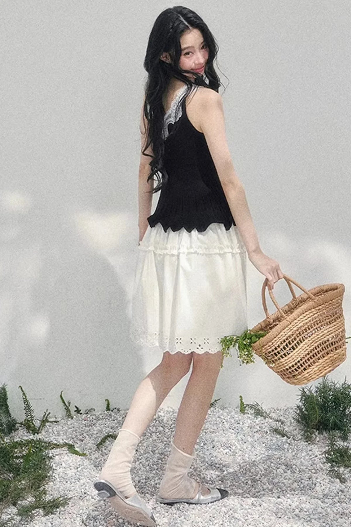 Lace Trim Camisole Cardigan Set-Up