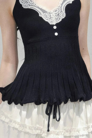 Lace Trim Camisole Cardigan Set-Up