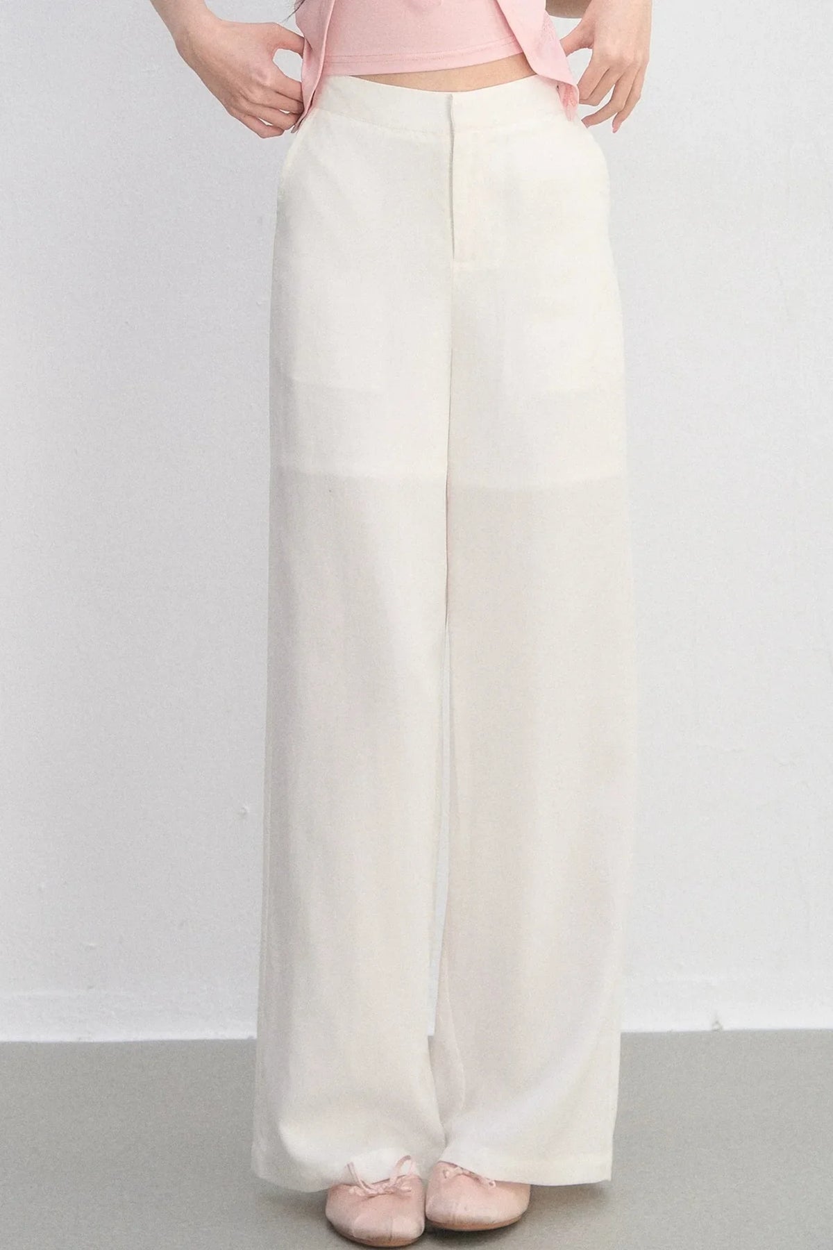 Lace Trim Casual Wide-Leg Pants