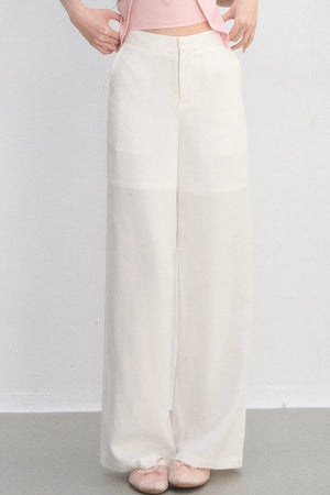 Lace Trim Casual Wide-Leg Pants