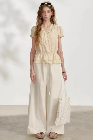 Lace Trim Chiffon Blouse