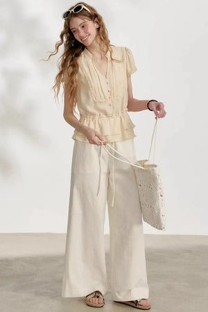 Lace Trim Chiffon Blouse