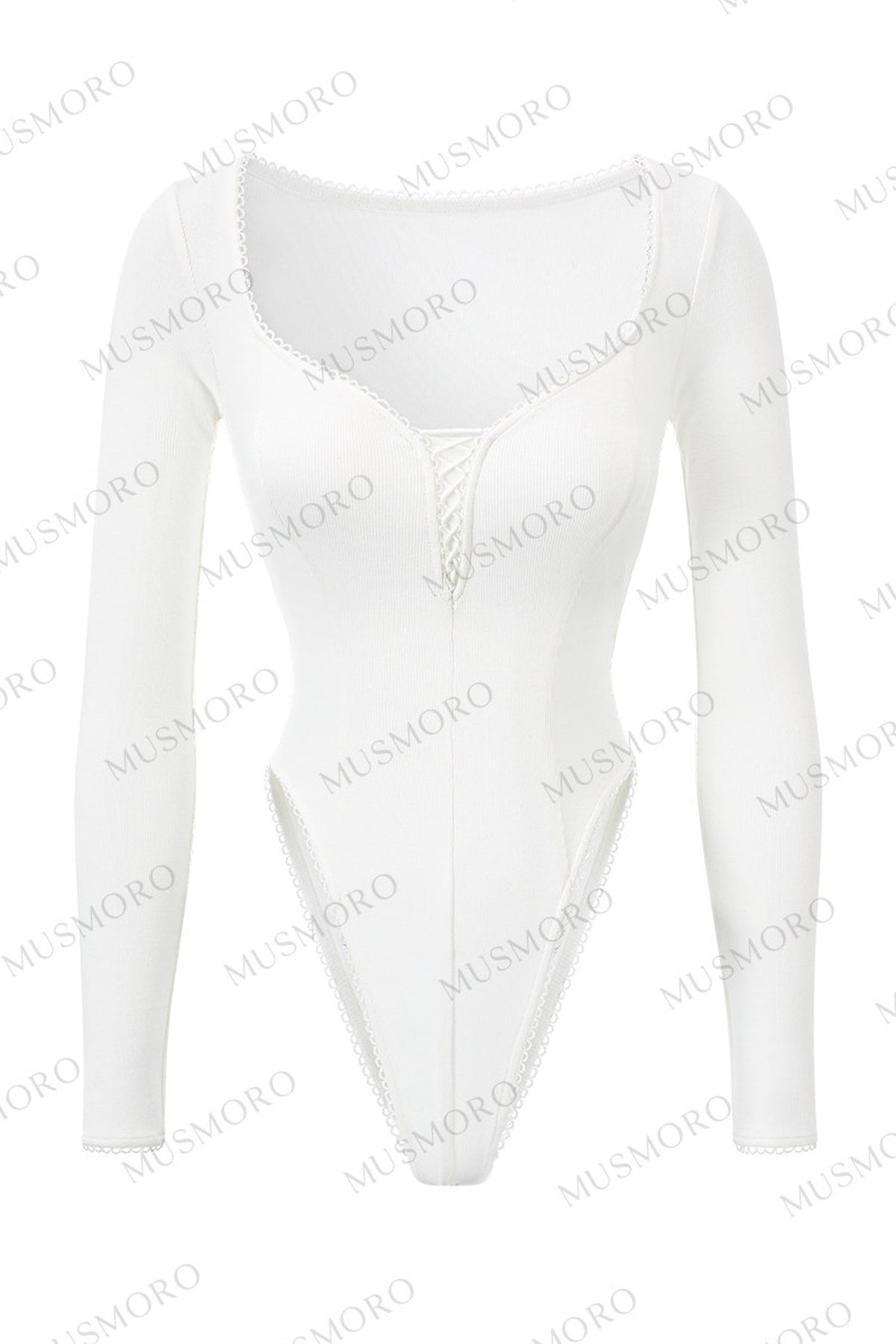 Lace Trim Long Sleeve Bodysuit
