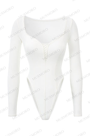 Lace Trim Long Sleeve Bodysuit