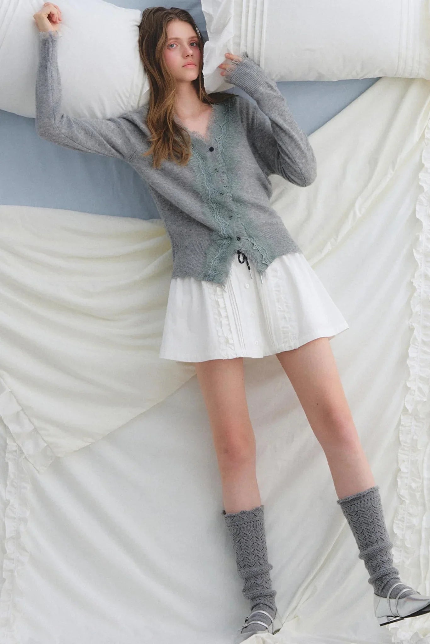 Lace Trim Patchwork Skirt