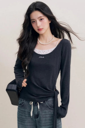 Lace Trim Patchwork Top