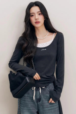Lace Trim Patchwork Top