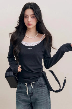 Lace Trim Patchwork Top