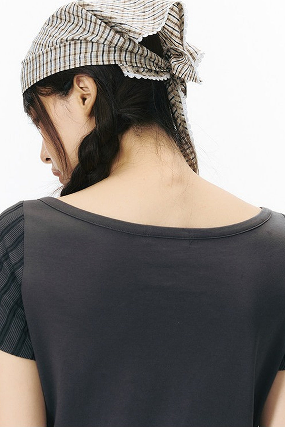 Lace Trim Plaid Headscarf
