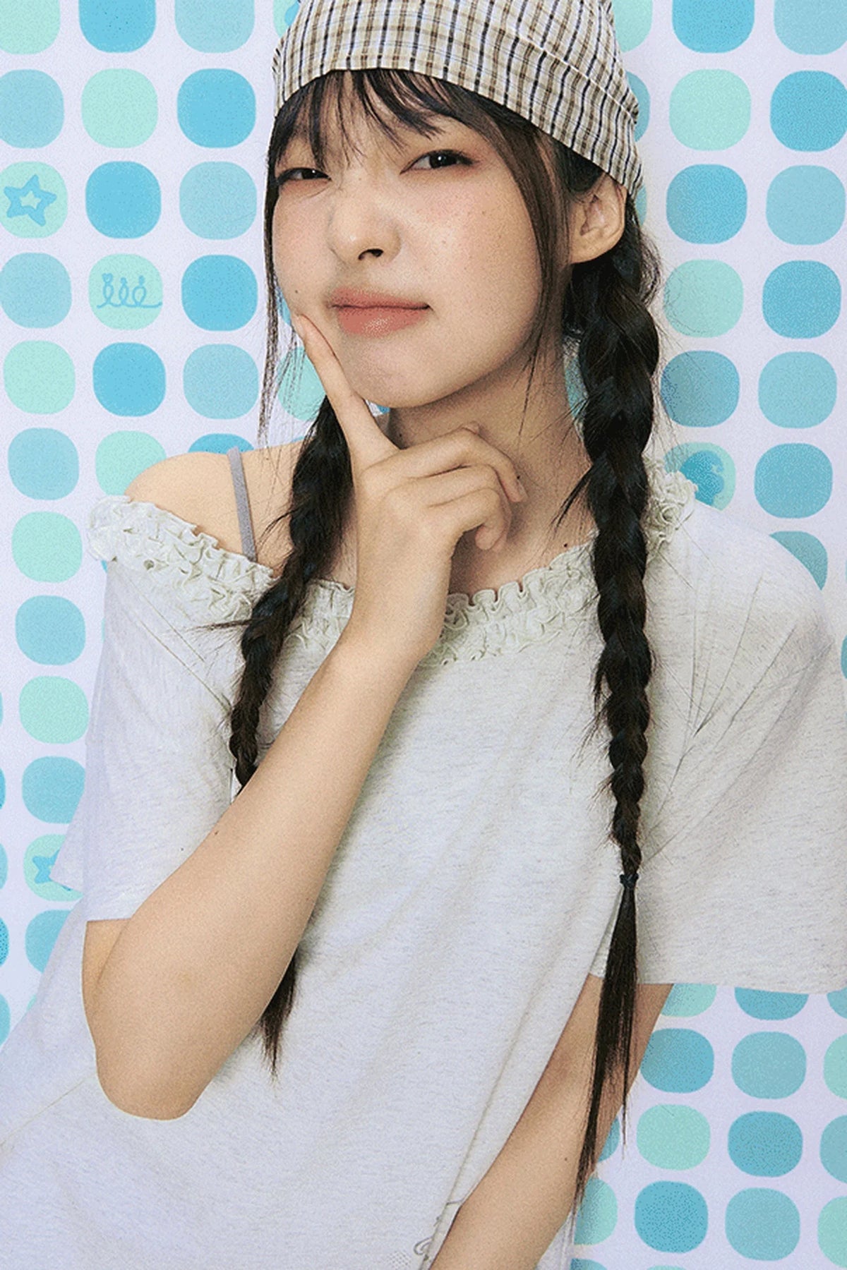 Lace Trim Plaid Headscarf
