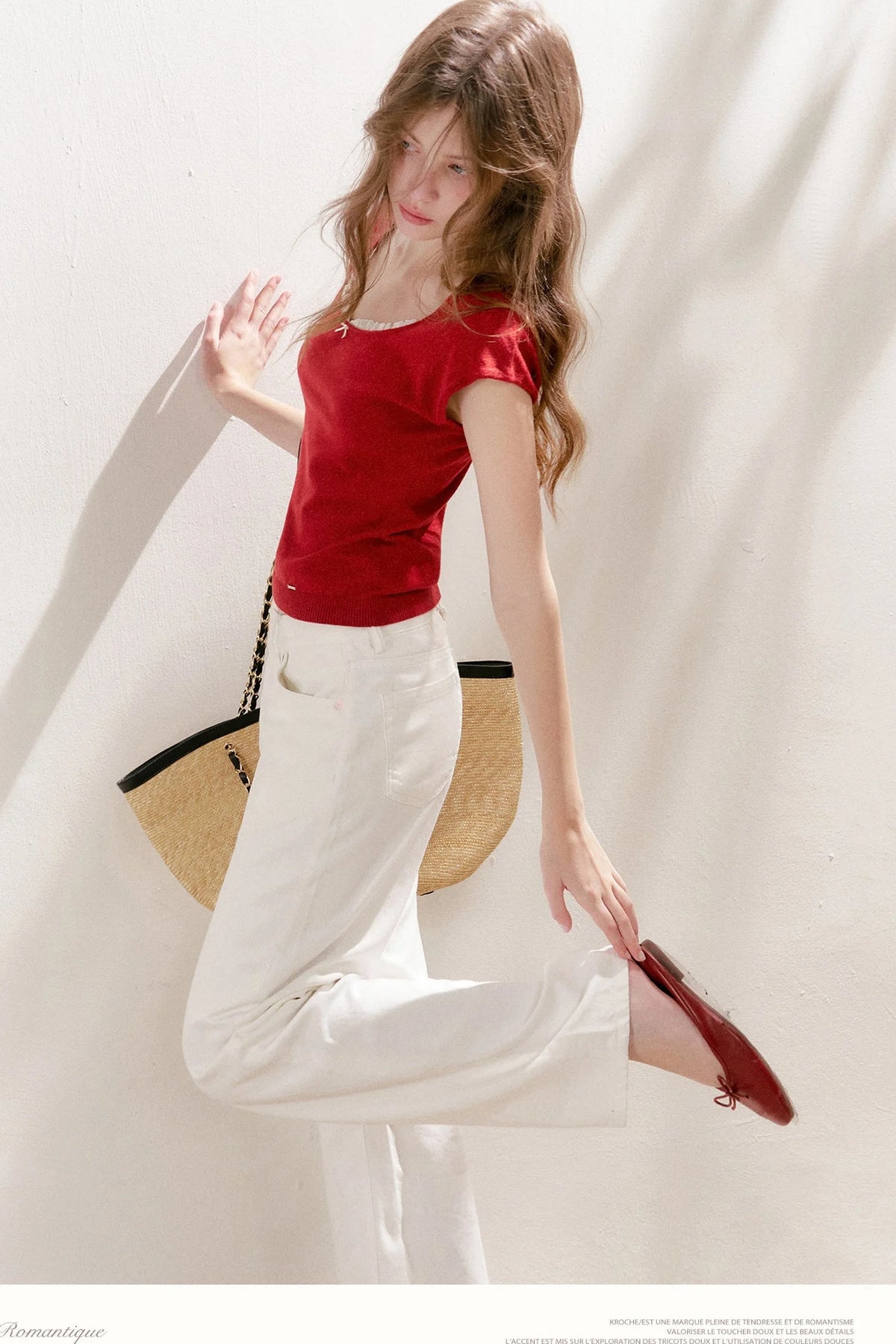 Lace Trim Square Neck Short Sleeve Knit Top