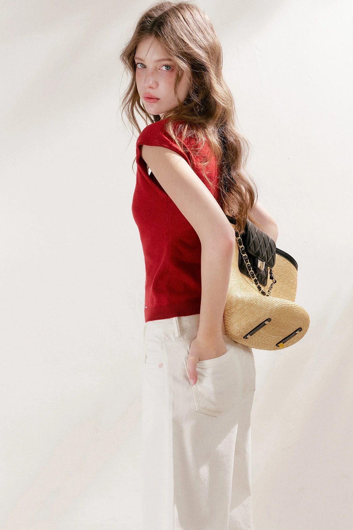 Lace Trim Square Neck Short Sleeve Knit Top