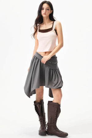 Lace Trim Star Print Top