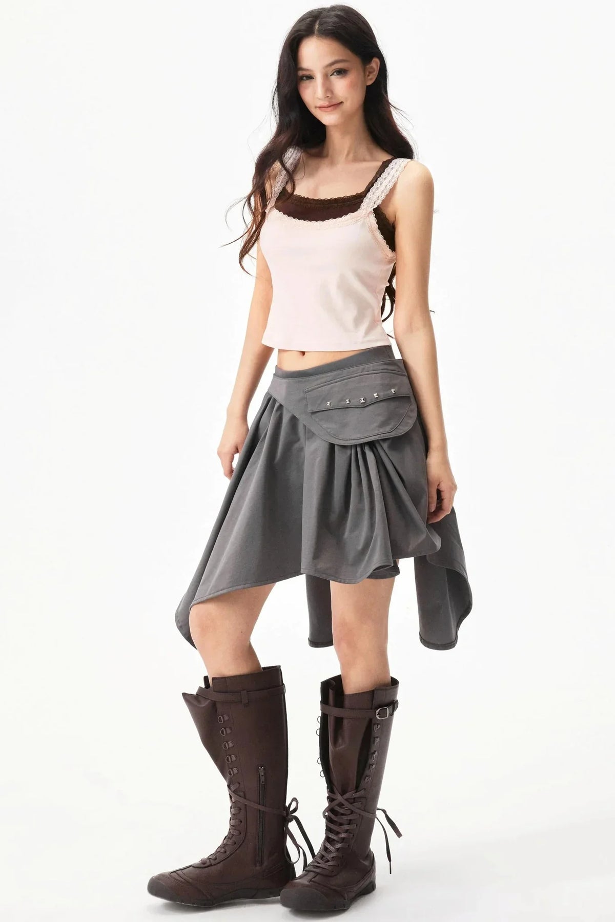 Lace Trim Star Print Top