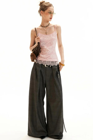 Lace-Trimmed Floral Cardigan Set-Up