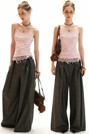 Lace-Trimmed Floral Cardigan Set-Up